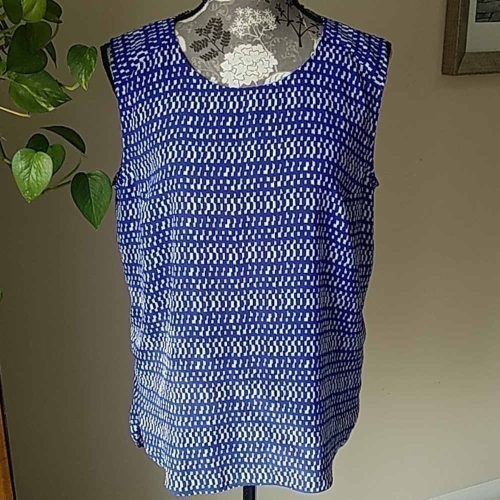 Zoa‎ New York blue & white sleeveless top Sz. L
